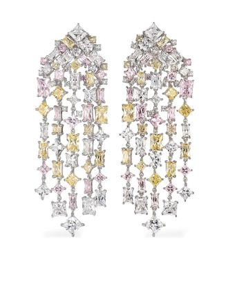 Anabela Chan 14K white gold and rhodium vermeil Candy Cascade diamond earrings - women - Pink Diamond/Rhodium Vermeil/Yellow Diamond/White Diamon