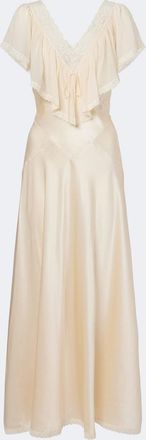 D&ocirc;en D&ocirc;en L&eacute;oris lace-trimmed ruffled silk midi dress
