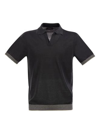 PESERICO Poloshirt met geribbelde zoom - Zwart