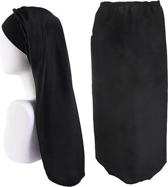 OEM Gorro De Noche De Sat&eacute;n Ajustable Con Banda El&aacute;stica Para Cabello Largo Y Recogido (negro)