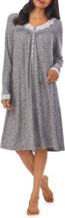Eileen West Long Sleeve Jersey Nightgown in Grey Heather at Nordstrom, Size Medium