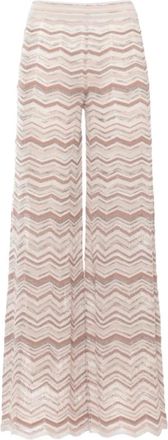 D.exterior Chevron Palazzo Trousers - female - D.Exterior - Wide Trousers - Beige - S - Trousers