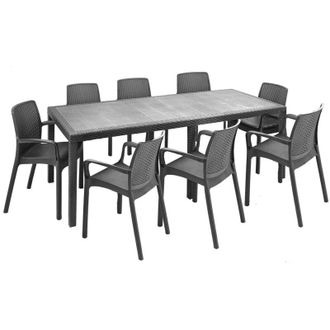 Dmora Set tavolo e sedie Cortanze, Salottino indoor, Tavolo rettangolare allungabile con 4 sedie con braccioli, Made in Italy, Bianco - Dmora
