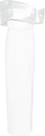 Solace London Alexis off-shoulder maxi dress - women - Polyester/Polyester/Elastane - 10 - White