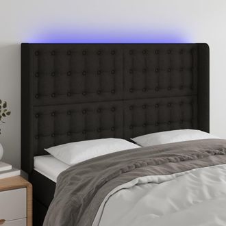 vidaXL Cabecero Con Led De Tela Negro 147x16x118/128 Cm Vidaxl
