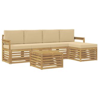 vidaXL Conjunto De Sof&aacute;s De Exterior 6 Pcs Y Beige 59 X 59 X 37 Cm Vidaxl