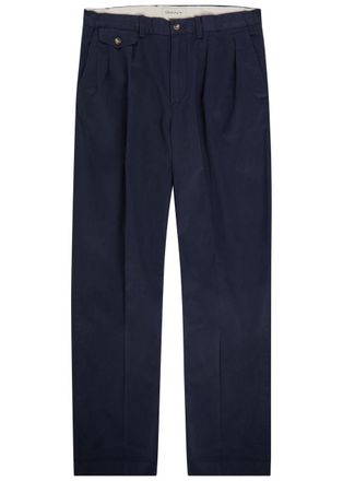 GANT Pleated Cotton-twill Chinos - Navy - 36 (W36 / XL)