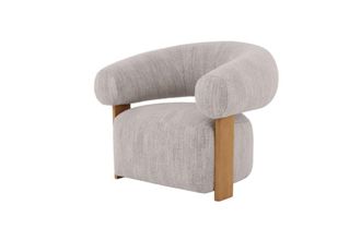 Woodek Sill&oacute;n de roble macizo con tela gris claro