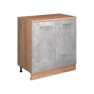Vicco Armario De Cocina Para Techo Inclinado R-line, Hormig&oacute;n, 80 Cm Sin Inclinaci&oacute;n Con 2 Puertas, Vicco
