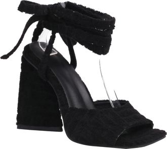 Generic Womens Square Open Toe Bridal Sandals Chunky High Heel Slingback Pumps Lace Up Wedding Party Prom Shoes,Black,3.5 UK