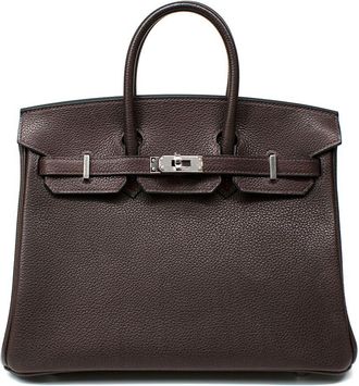 Herm&egrave;s Birkin 25cm Ebene Barenia Faubourg Leather with Palladium Hardware