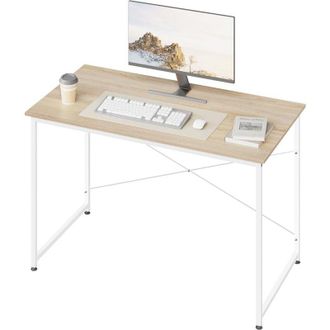Woltu Tavolo da studio scrivania per computer, postazione di lavoro moderna per ufficio, tavolo da pranzo per casa e ufficio, 120x60 cm, Rovere Chiaro
