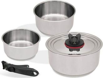 Maestro Juego De Cacerolas Compactas Con Mango Extra&iacute;ble, 5 Piezas