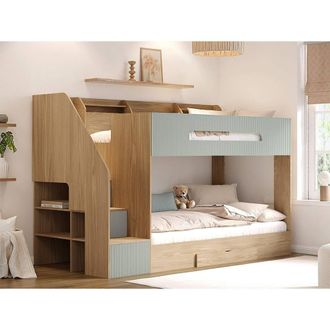 Flair Finn Staircase Bunk Bed with Storage in Natural | Size: Single