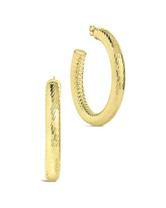 Sterling Forever Alayna Textured Hoop Earrings