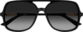 Chlo&eacute; Black CH0364S Oversized Acetate Aviator Sunglasses