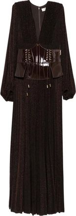 Elisabetta Franchi Kleedjes, Dames, Bruin, S, Satijn, Maxi Jurk