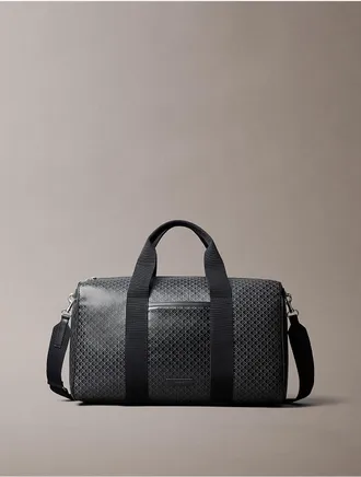 Calvin Klein Mens Coated Emblem Logo Duffle Bag - Black