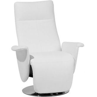Beliani Sill&oacute;n Reclinable Tapizado En Piel Sint&eacute;tica Blanca Base De Metal Reposapi&eacute;s Extra&iacute;ble Respaldo Alto Minimalista Moderno Prime