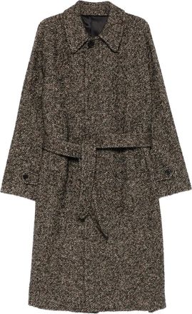 Husbands belted wool coat - men - Wool/Polyester/Viscose - 50 - Black