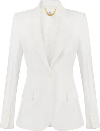 Elisabetta Franchi Tailored White Blazer with Structured Silhouette