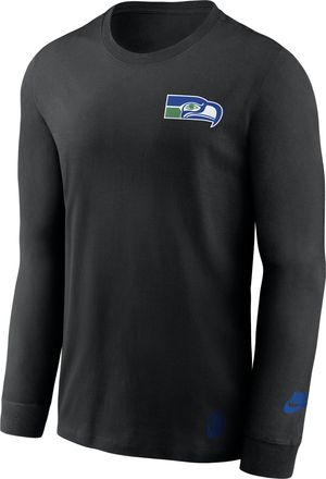 Nike Seattle Seahawks Double Rewind Nike Mens Dri-FIT NFL Long-Sleeve T-Shirt in Black | NKAC00AV78-YKP