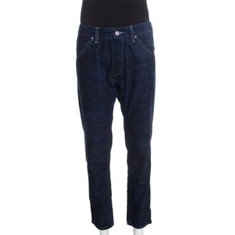 Isabel Marant &eacute;toile Dark Blue Tiger Striped Corduroy Cropped Trousers