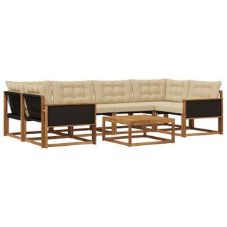 vidaXL Conjunto De Sof&aacute;s De Exterior Con Coj&iacute;n 7 Pcs Natural Y Beige Vidaxl