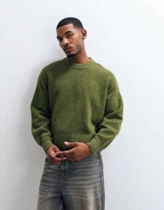 Weekday maglione in misto lana melange kaki-Verde