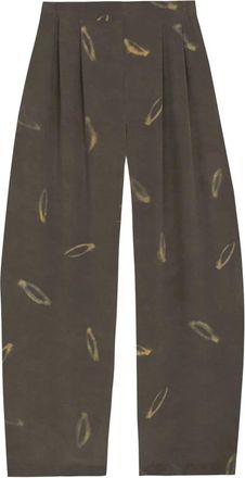 Cortana Karlie Printed Silk Pants - Dames - Broeken - Groen - L - Broeken