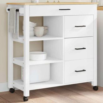 vidaXL vidaXL Carrello da Cucina MONZA 84x40x88,5 cm in Legno Massello di Pino