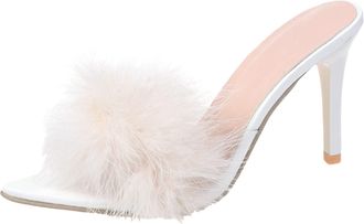 Generic Womens Slippers with Heel, House Slippers Women Open Toe, Flat Non-Slip Stiletto Heel Slippers Sandals Lace High Heels Beach Shoes Summer Glitter Show