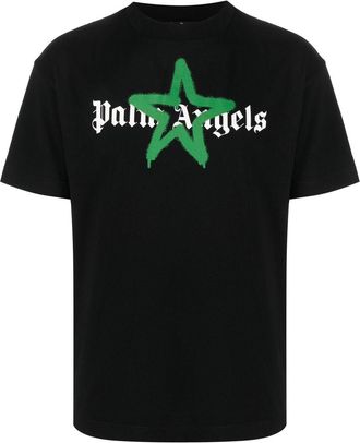 Palm Angels logo-print T-shirt - men - Organic Cotton - L - Black