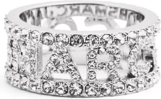 Marc Jacobs The Monogram pav&eacute; ring - unisex - glass/Brass/Cubic Zirconia - 7 - Silver