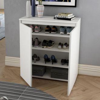 Terraneo Scarpiera Astrina: Mueble Zapatero 3 Estantes, 2 Puertas, Apertura Tipo Gola, 80x37x102h Cm Gris Claro, Made In Italy