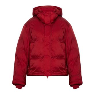 Yohji Yamamoto Hooded Puffer Jacket - Dames - Jassen - Rood - Maat: XS Leer