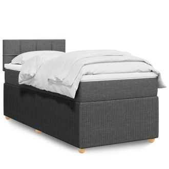 vidaXL Cama Box Spring Con Colch&oacute;n Tela Gris Oscuro 90x200 Cm Vidaxl