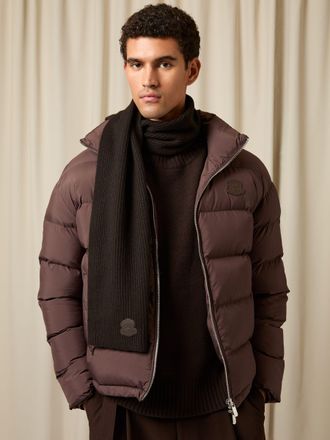 Reiss Brown Monogram Appliqu&eacute; Wool Scarf