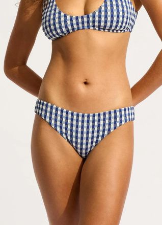 Seafolly Bella Hipster Bottom Swimwear Women Ultramarine Check Stretch BUU123