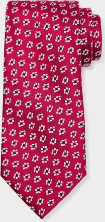 Charvet Mens Jacquard Woven Geometric Silk Tie
