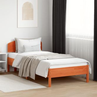 vidaXL Cama Sin Colch&oacute;n Madera Maciza De Pino Marr&oacute;n Cera 100x200 Cm Vidaxl