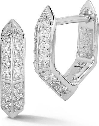 Glaze Jewelry Pav&eacute; Hexagon Hoop Earrings in Silver at Nordstrom Rack
