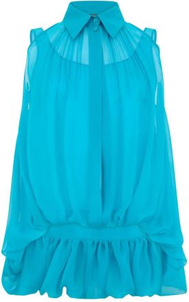 Alberta Ferretti Shirt met verzamelde zoom - Dames - Tops zonder mouwen - Blauw - S - Tops