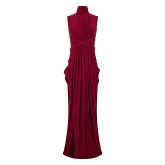 Alberta Ferretti Kleedjes, Dames, Rood, S, Lange jurk met kraag