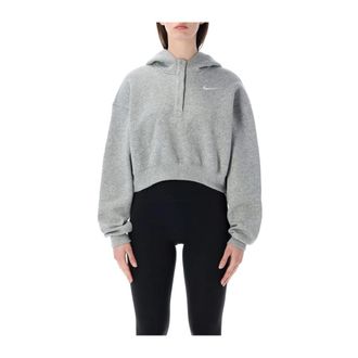 Nike Felpa oversize cropped Henley in pile Phoenix - - Sport - Donna - Grigio - M