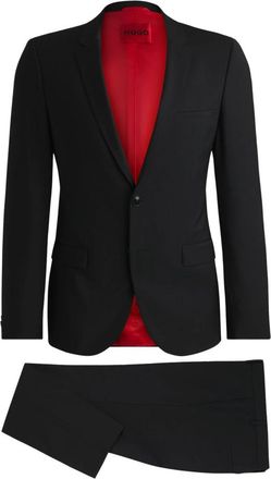 HUGO BOSS Extra-slim-fit pak van wol - Heren - Business pakken - Zwart - S - Wol - Kostuums