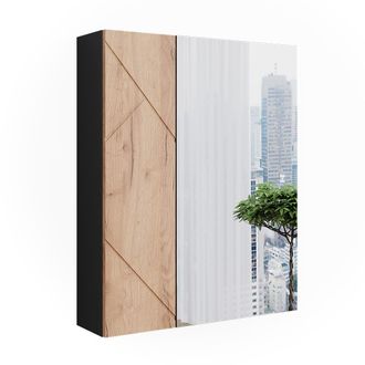Vicco Mueble De Ba&ntilde;o Con Espejo Irma, Antracita/roble Dorado, 60 X 75 Cm