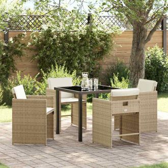 vidaXL Conjunto De Comedor De Jard&iacute;n Con Coj&iacute;n 5 Pcs Beige Polirat&aacute;n Vidaxl