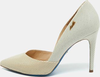 Loriblu Tri Color Perforated Patent Leather Pointed Toe Pumps