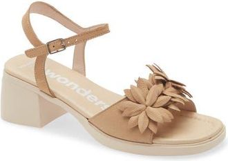 Wonders Flower Ankle Strap Slide Sandal in Nubuk Sand at Nordstrom, Size 9.5-10Us